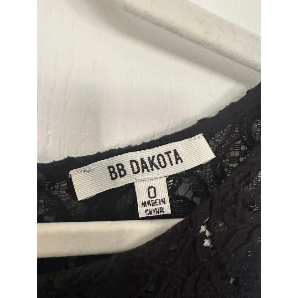 BB Dakota Black Lace Fit & Flare Lace Dress Size 0 Sleeveless Cocktail Romantic - Picture 7 of 8